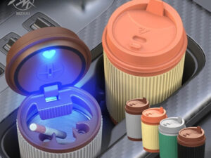 منفضة سجائر للسيارة مزودة بإضاءة LED شكل كأس